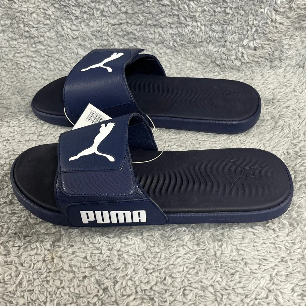 Puma Starcat Tech Men 12 Navy White Adjustable Slide Sandals